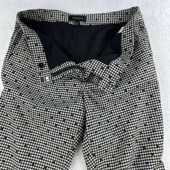 Talbots Women 8 Gingham Plaid Black White Polka Dot Wool Blend Ribbon Detail Car - Picture 11 of 16